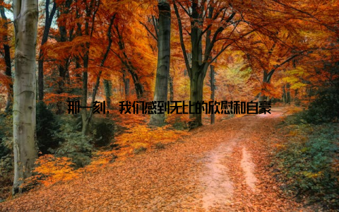 那一刻, 我们感到无比的欣慰和自豪