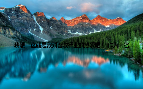 我想, 这就是我对畜牧行业的热爱吧! 作为一名小记者, 我将继续关注这个行业, 为大家带来更多有价值的资讯我想对那些在畜牧行业辛勤付出的朋友们说感谢你们为畜牧业的繁荣发展做出的贡献! 让我们携手共进, 为畜牧业的美好明天而努力!