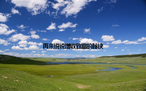 再来说说增收致富的秘诀