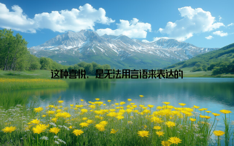 这种喜悦, 是无法用言语来表达的