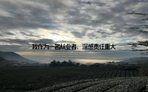 我作为一名从业者, 深感责任重大