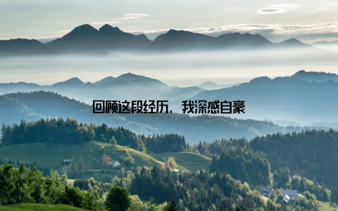 回顾这段经历, 我深感自豪