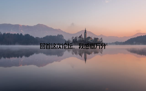 回首这次论坛, 我感慨万分